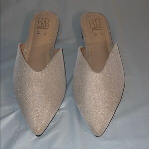 Classic Women's Glittering Silver Mules